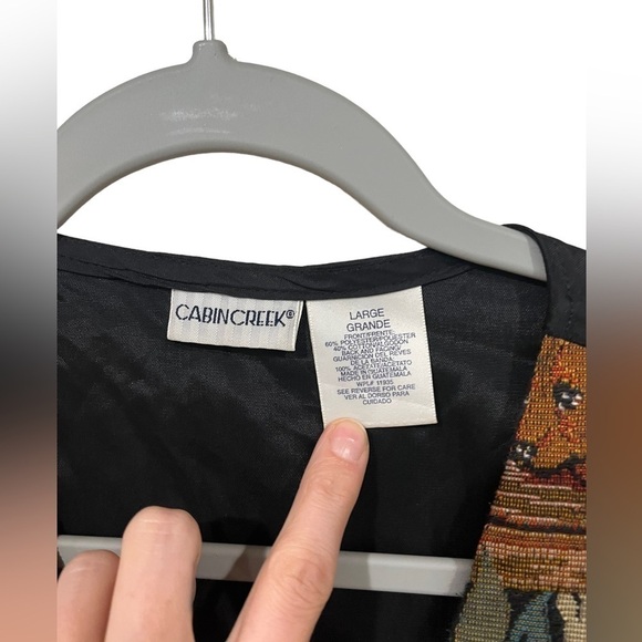 Cabin Creek Vintage 90s Puppy Dog Button Down Vest Size Large Black Brown Green - Picture 5 of 6